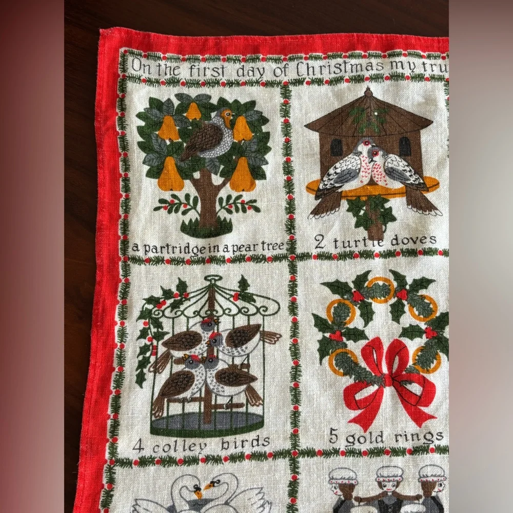 Irish Linen Tea Towel - 12 Days of Christmas